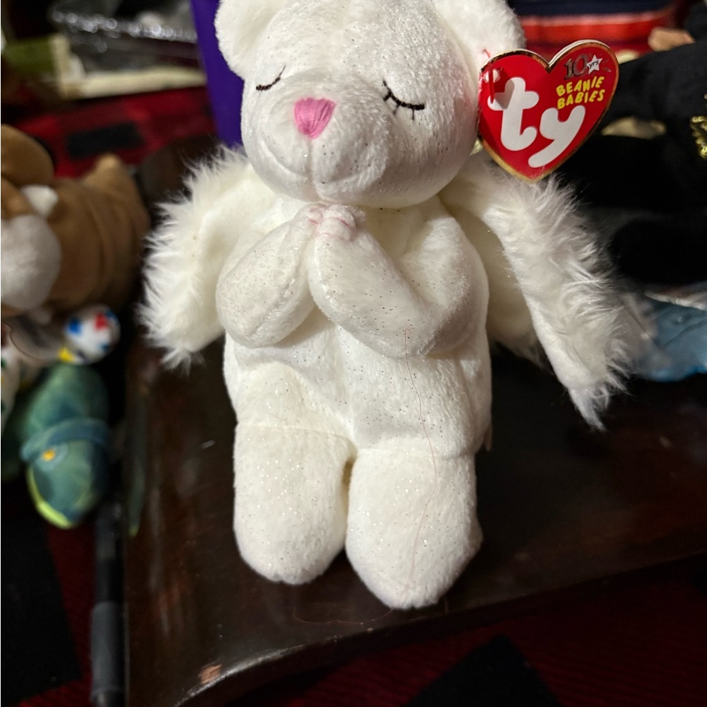 Ty Beanie Babies White Angel Bear Plush
